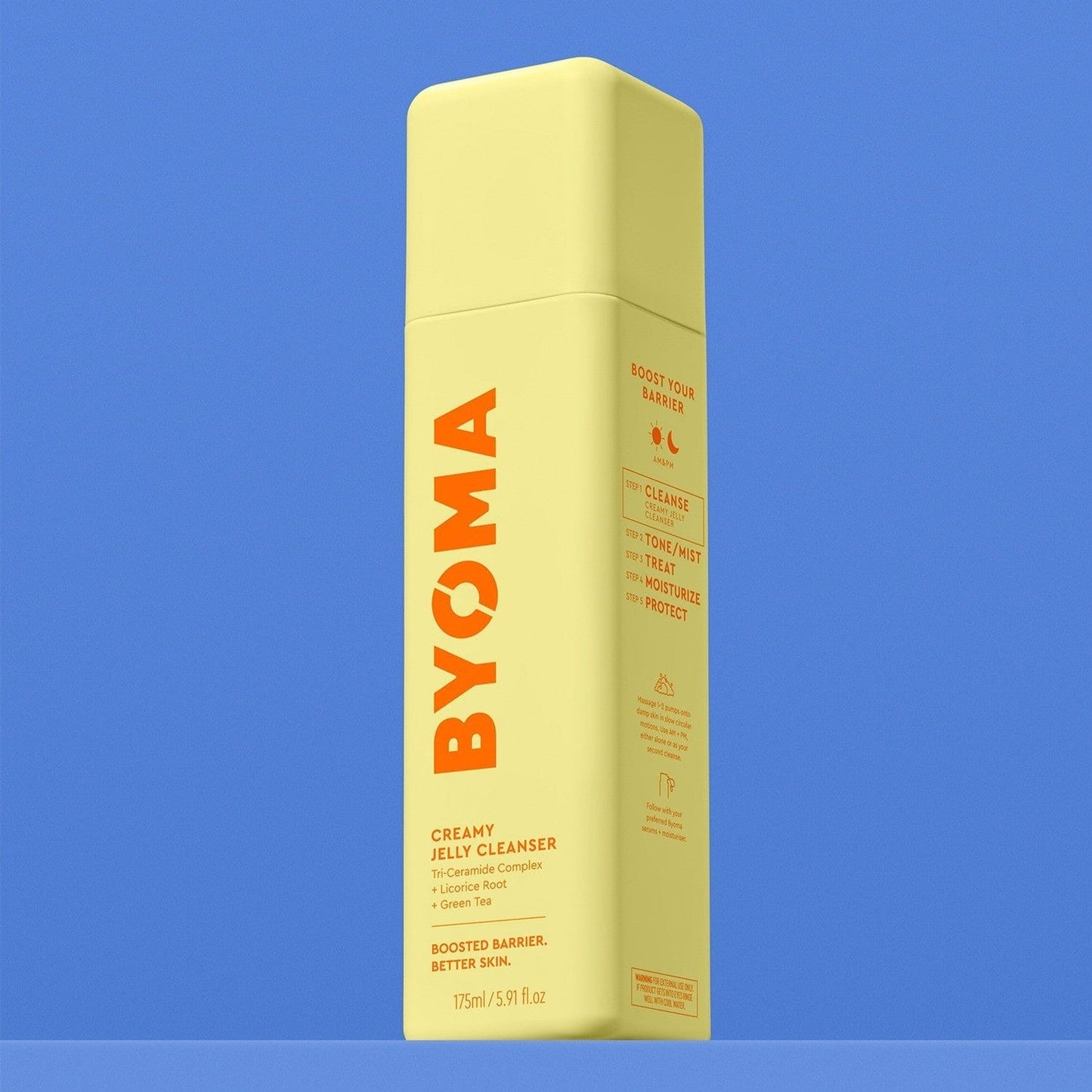 BYOMA CREAMY JELLY CLEANSER against a blue background.