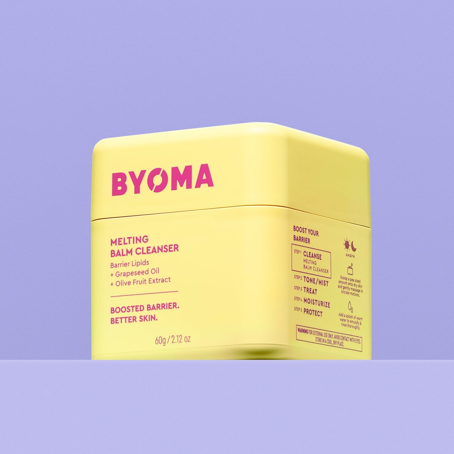 BYOMA MELTING BALM CLEANSER against a blue background.