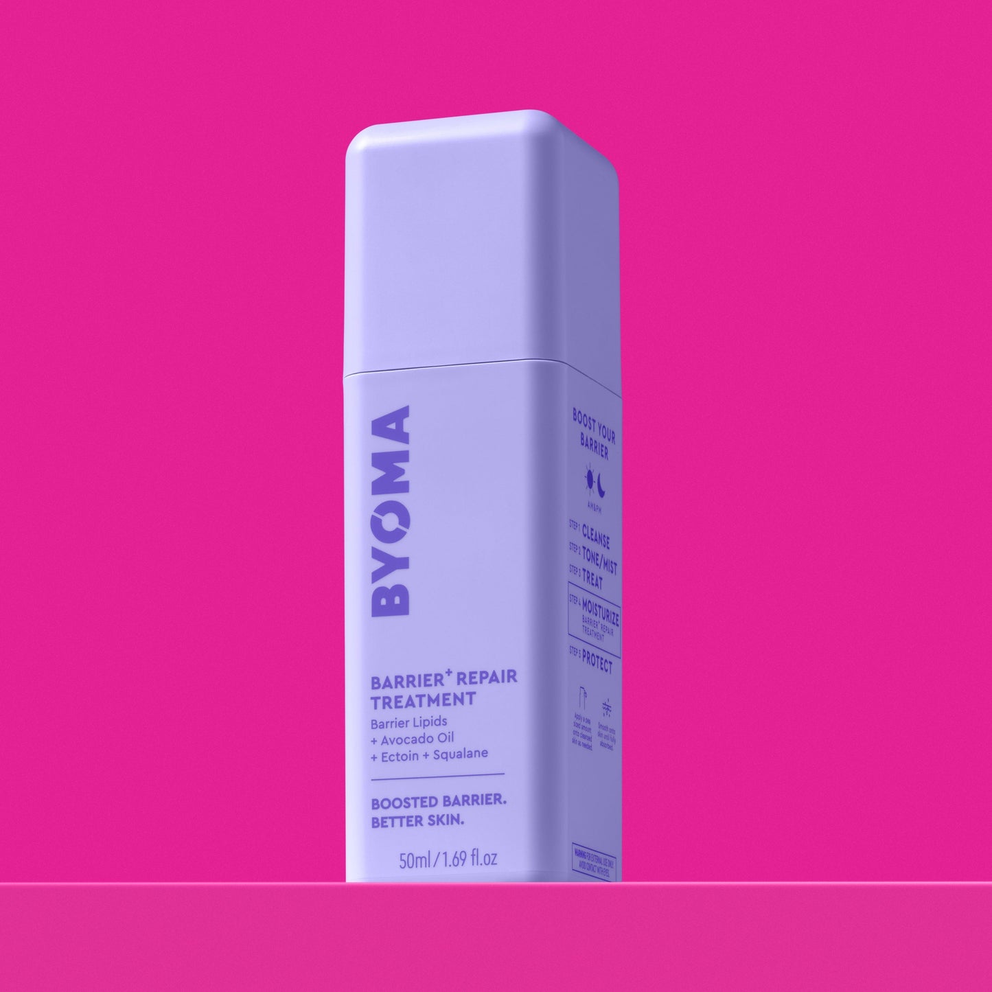 BYOMA BARRIER REPAIR TREATMENT against pink background.