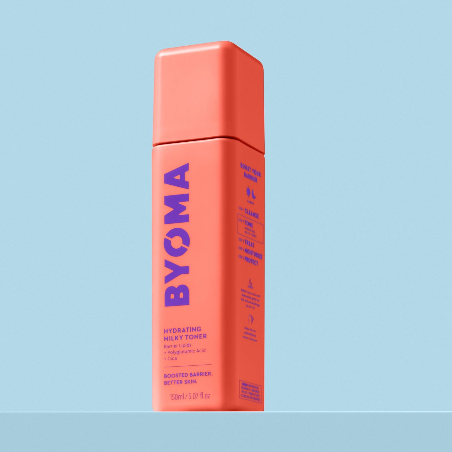BYOMA HYDRATING MILKY TONER against a blue background.