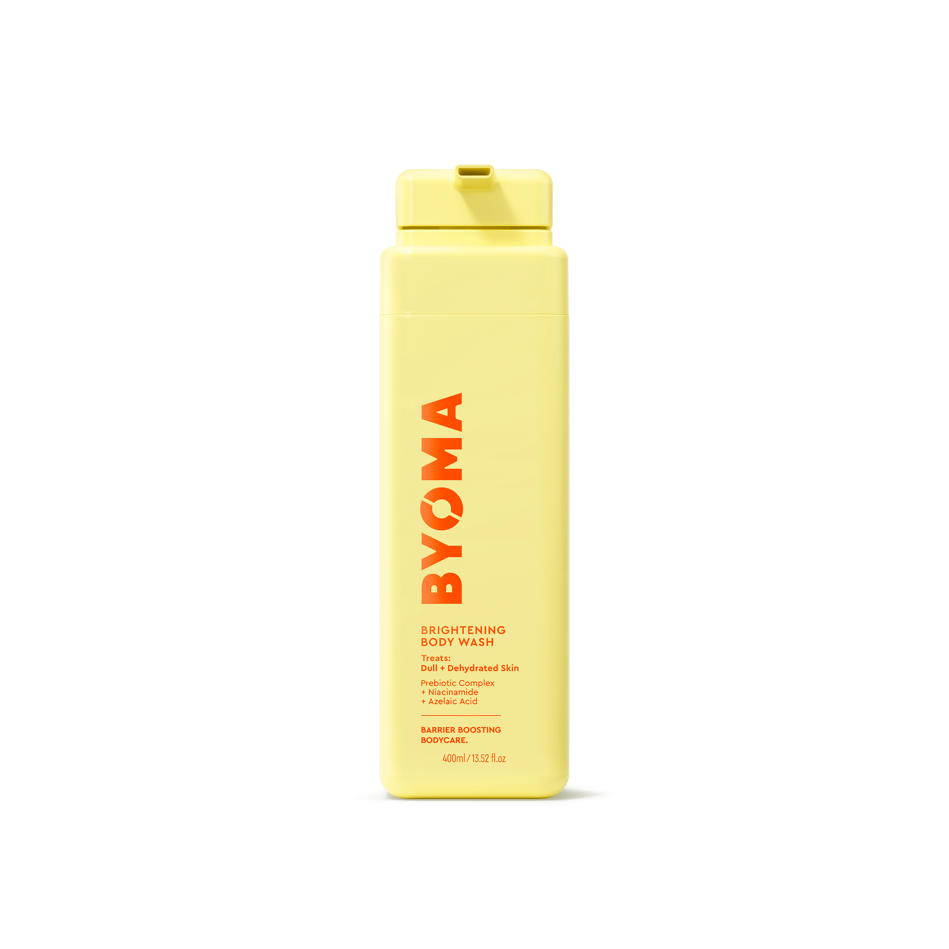 BYOMA BRIGHTENING BODY WASH against a white background.