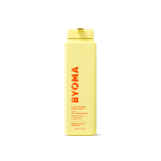 BYOMA BRIGHTENING BODY WASH against a white background.