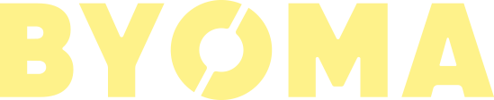 The BYOMA log in yellow font.