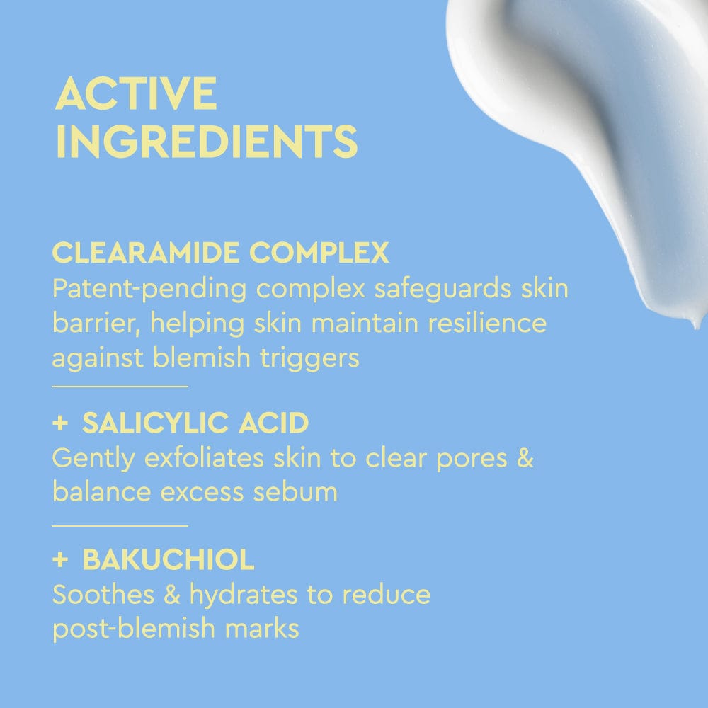Product packaging with active ingredients list on a blue background