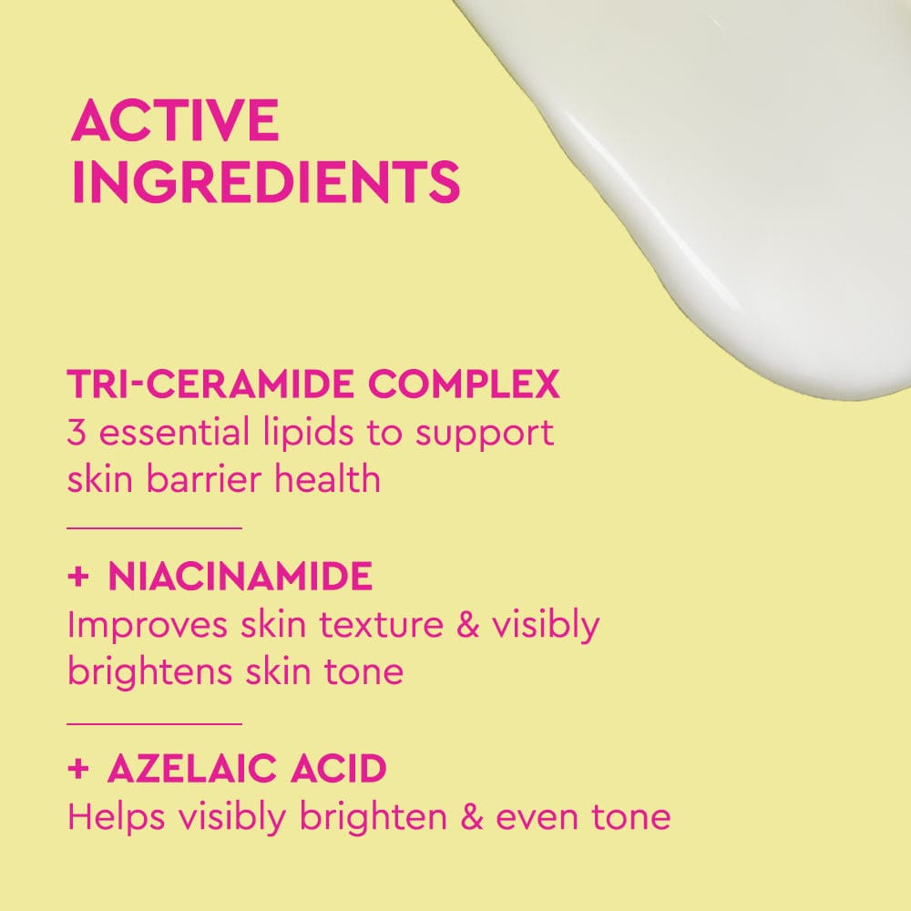 List of active ingredients on a yellow background with a white border.