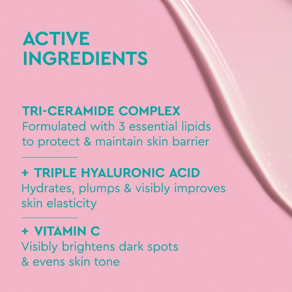 List of active ingredients on a pink background