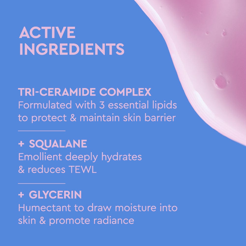 Product label with active ingredients on a blue background