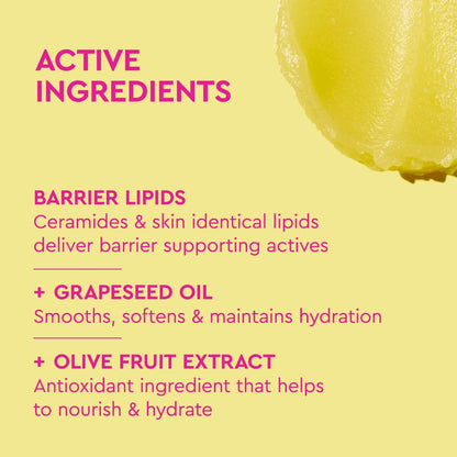 Product packaging with active ingredients listed on a yellow background
