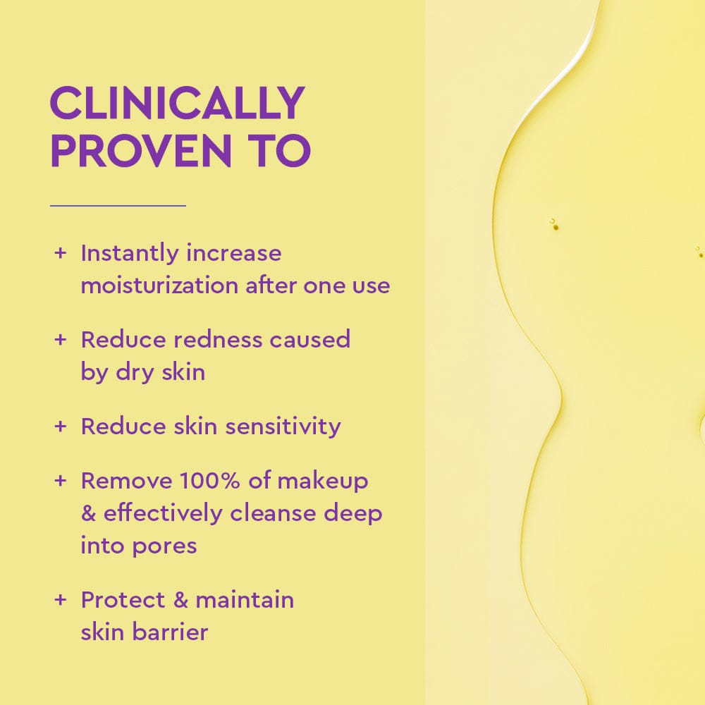 Product advertisement with text on a yellow background