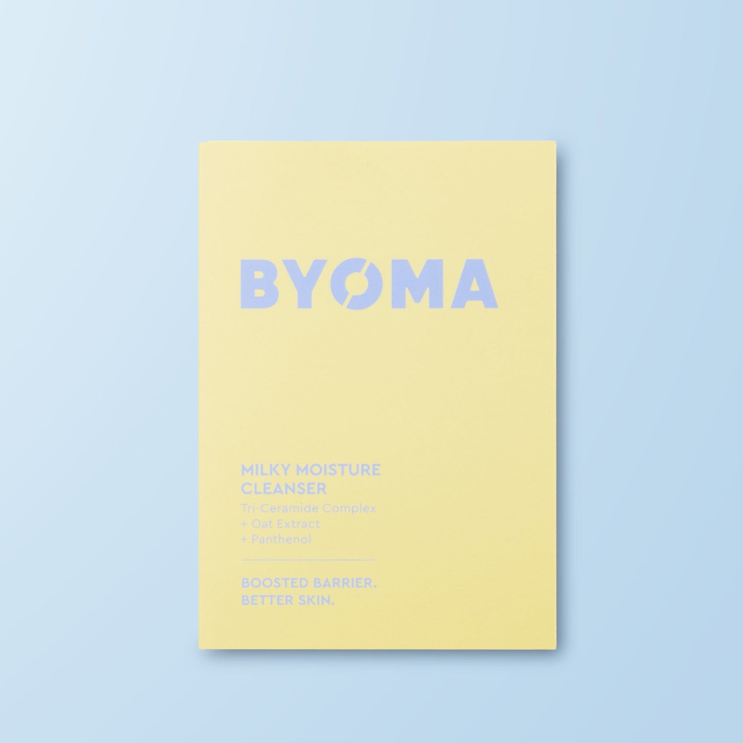 BYOMA Milky Moisture Cleanser Sample against a light blue background.