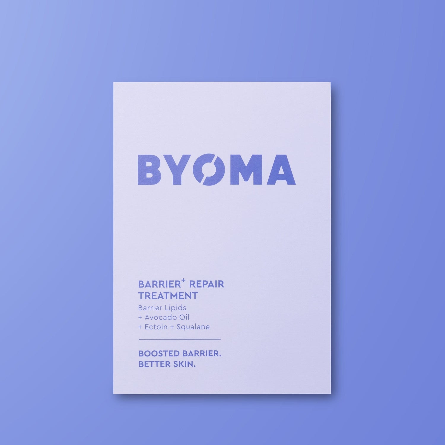 BYOMA Barrier Repair Treatment Sample packaging on a blue background