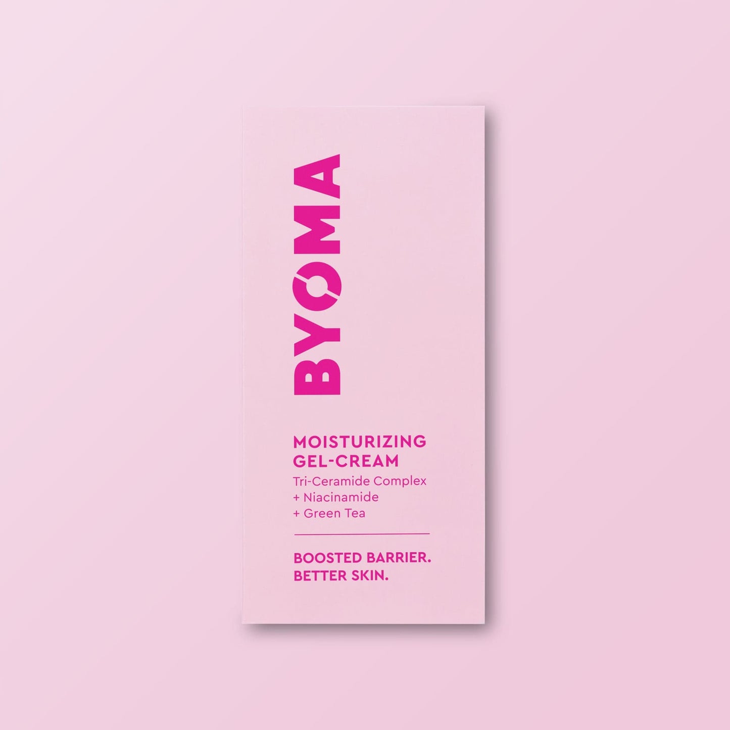 BYOMA moisturizing gel-cream packaging on a pink background