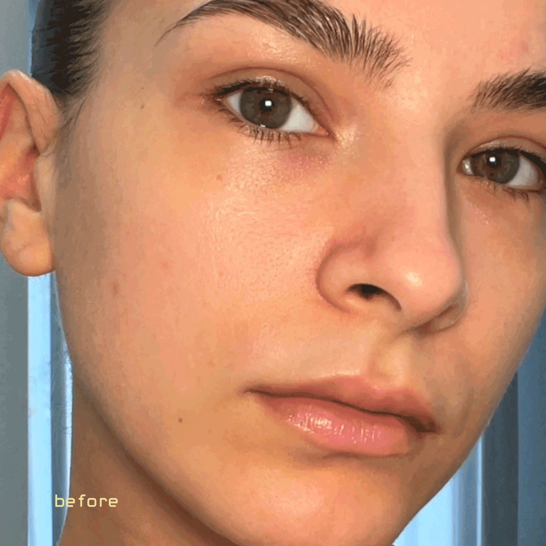 GIF of model showing before and after application